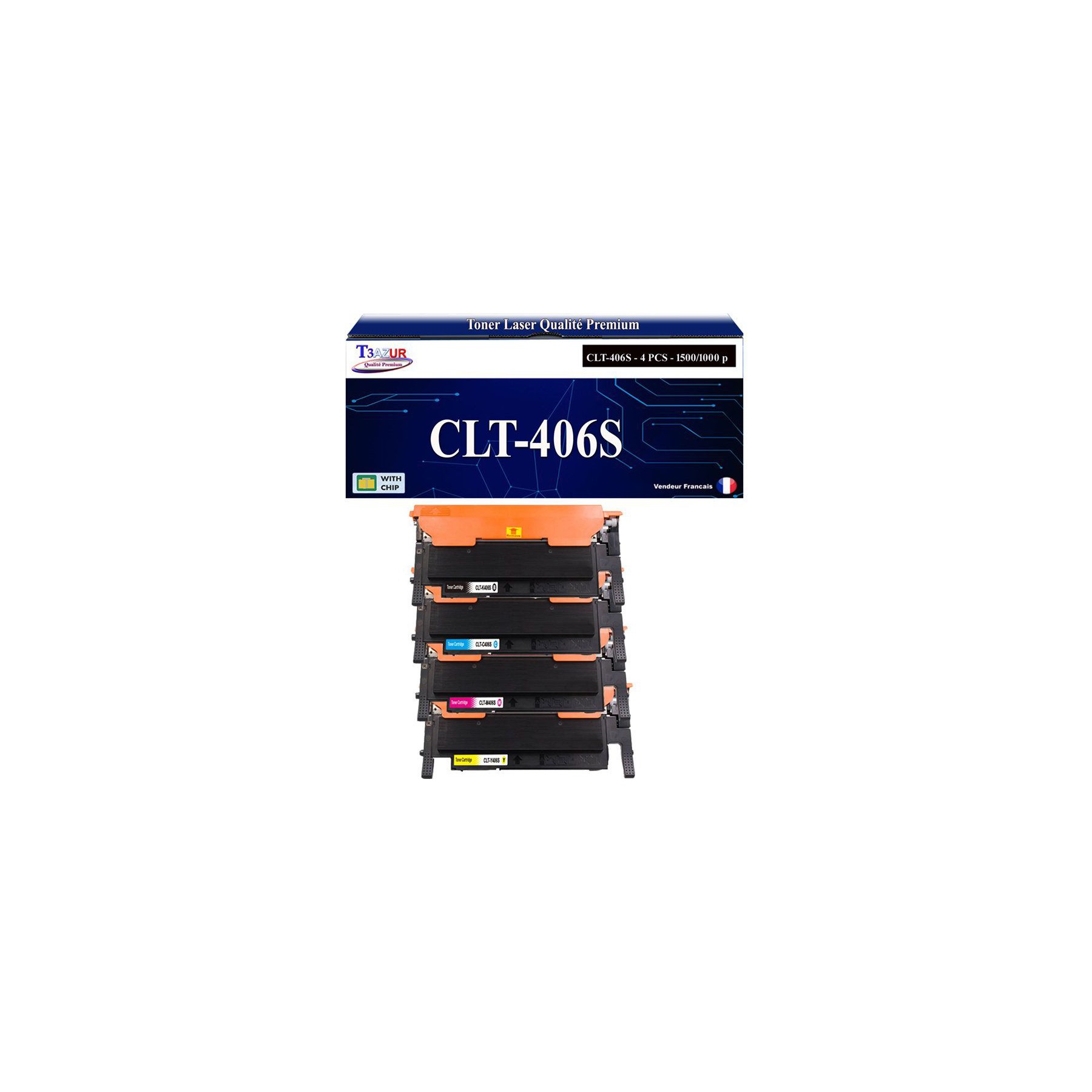 Toner T3AZUR pour Samsung CLP360N, CLT-406S (x4)