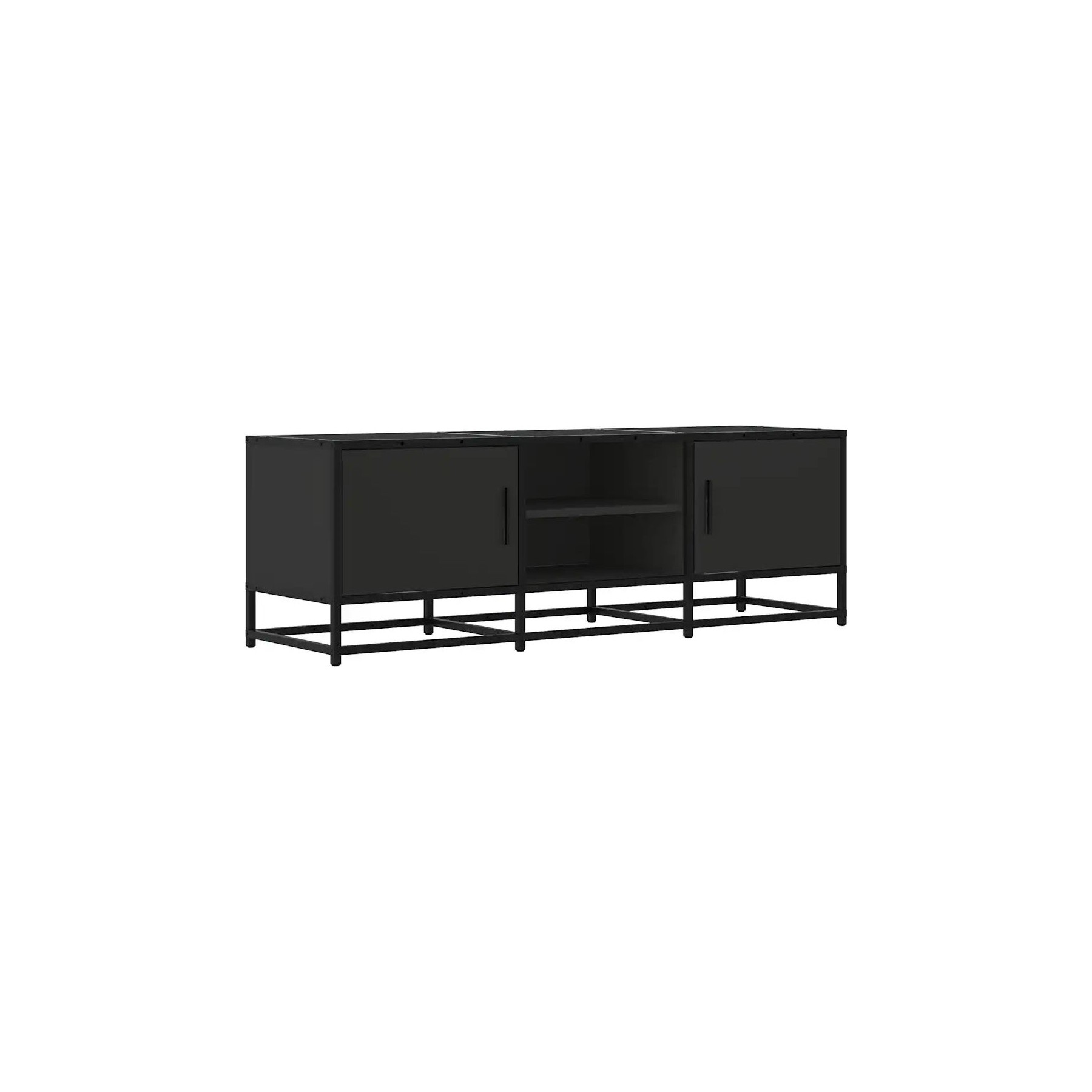 Meuble TV HELLOSHOP26 Meuble TV industriel noir avec grand esp