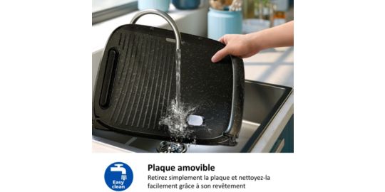 Plancha électrique PHILIPS HD6212/90 Grill de table Série 5000, 50x25 cm, fumoir & diffuseur d'arôme