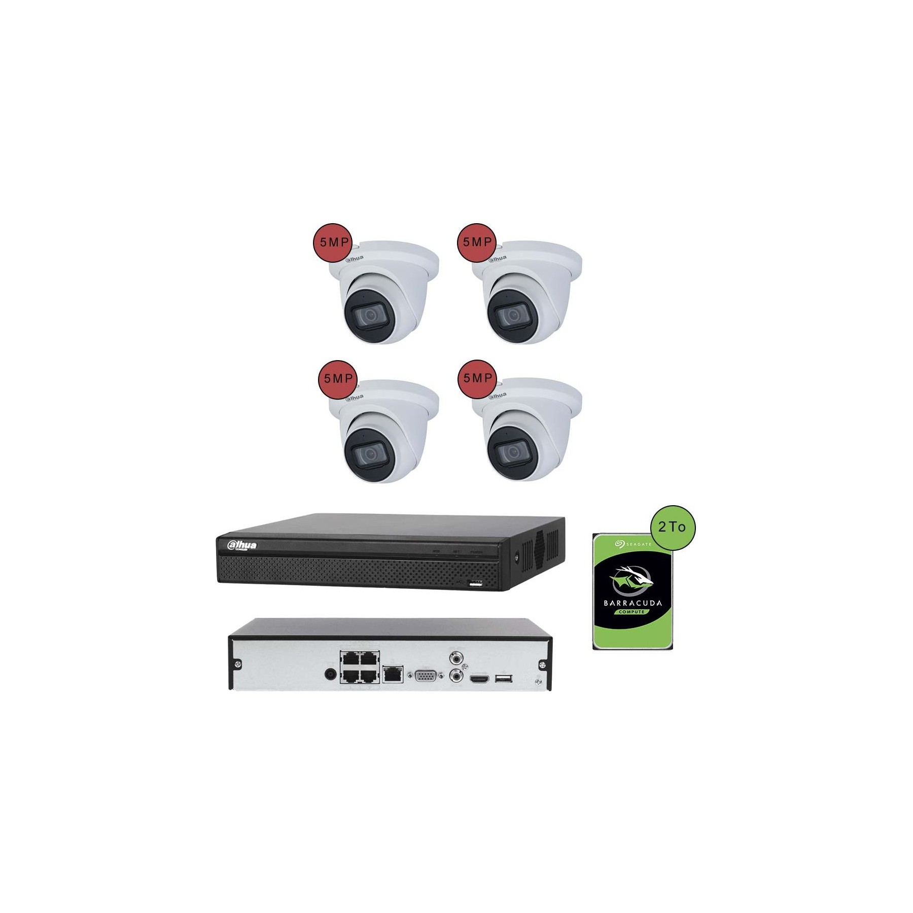 Caméra de sécurité KOMELEC Kit vidéosurveillance IP 4 caméras dôme