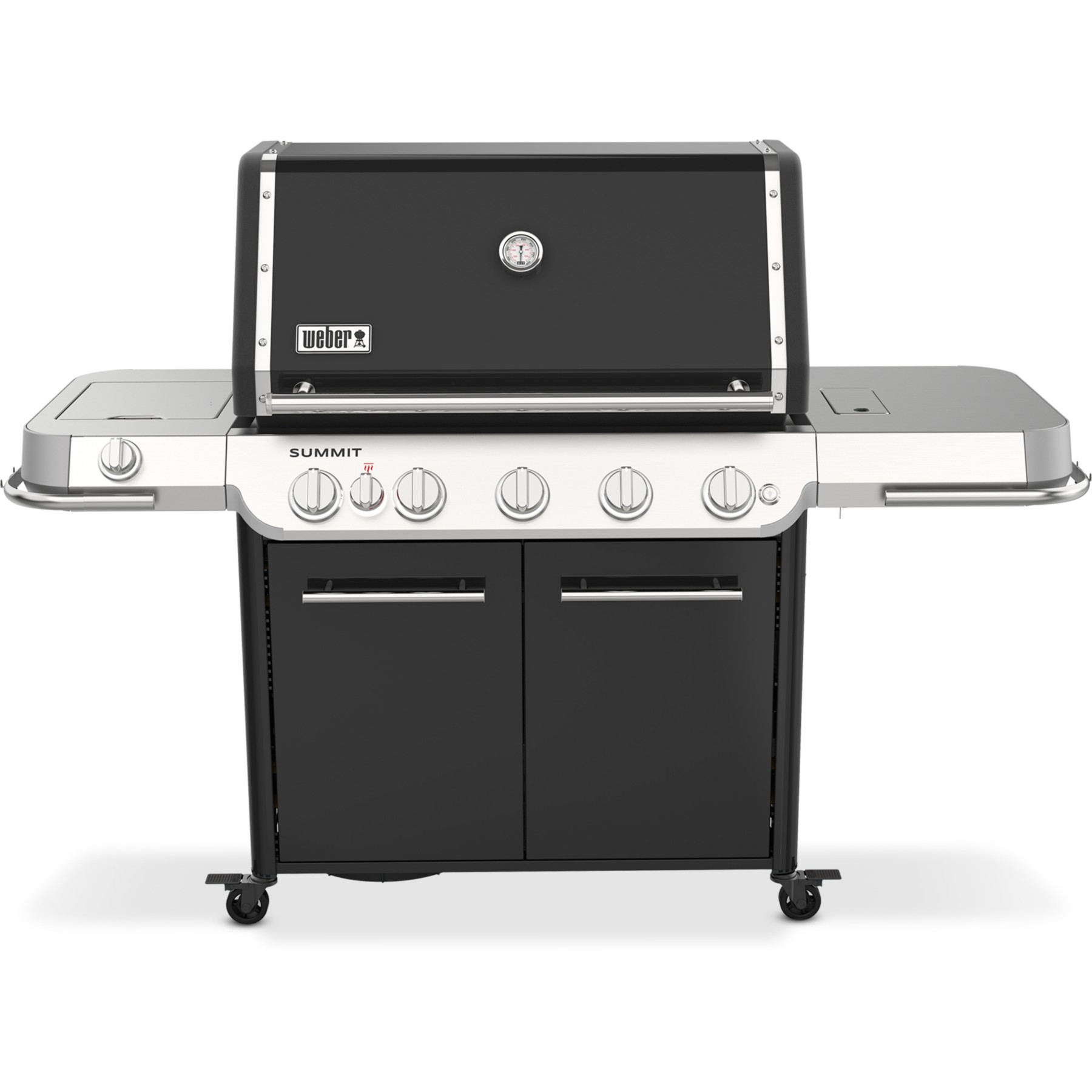 Barbecue gaz WEBER Summit FS38 E black 5 brûleurs sur chariot, 91x49 cm réchaud latéral