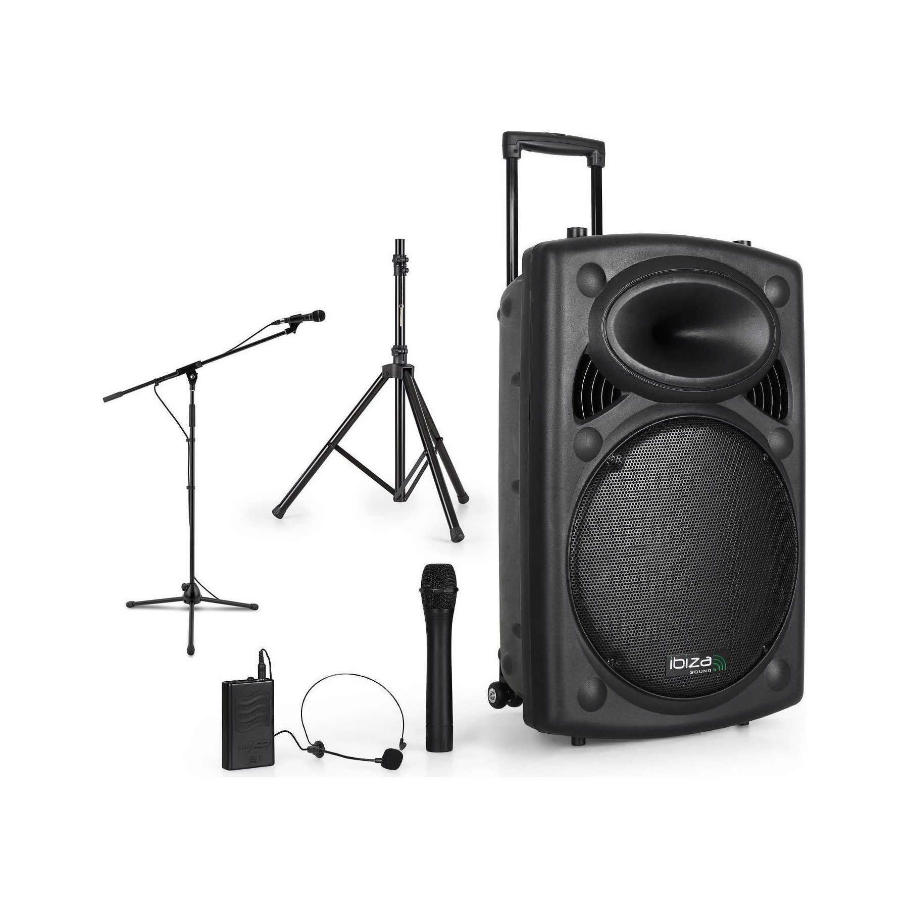 Enceinte sono IBIZA Sono ptb 15"800W-USB/BT/REC+2Mic VHF