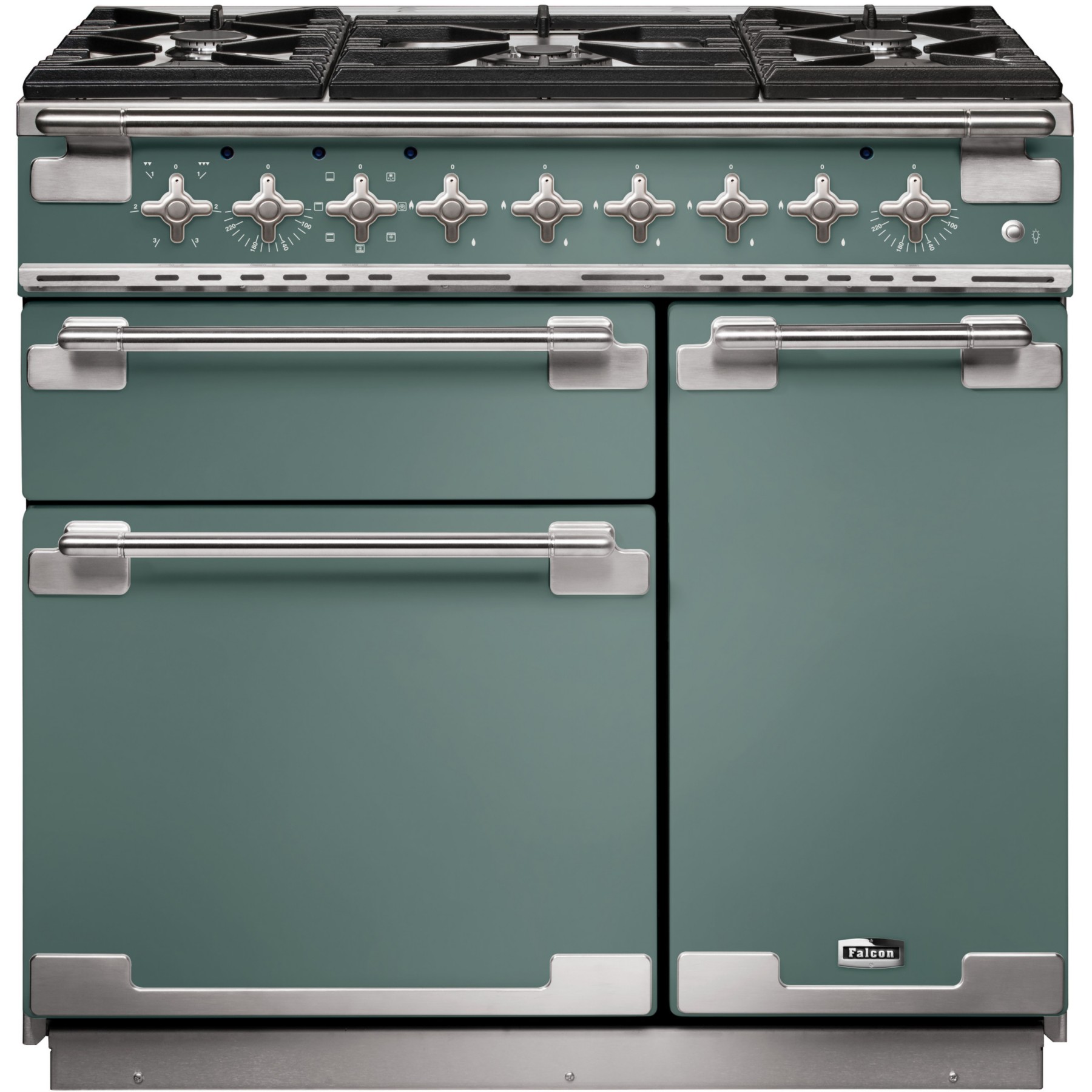 Piano de cuisson gaz FALCON ELISE 90 VERT MINERAL MAT NICKEL