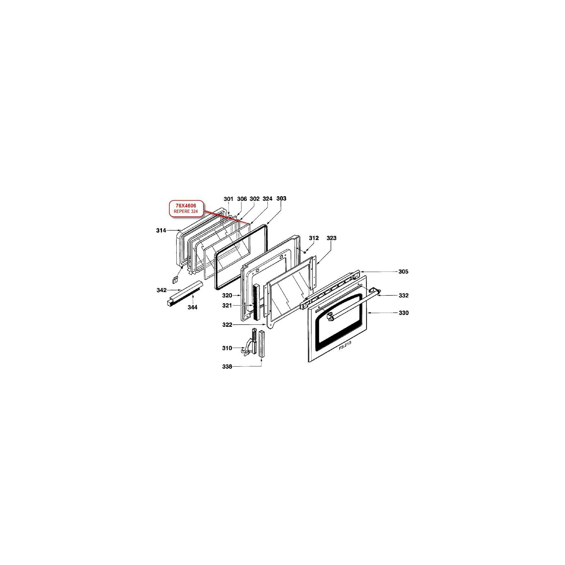 Vitre FAGOR GLACE INTERIEURE - 76X4606