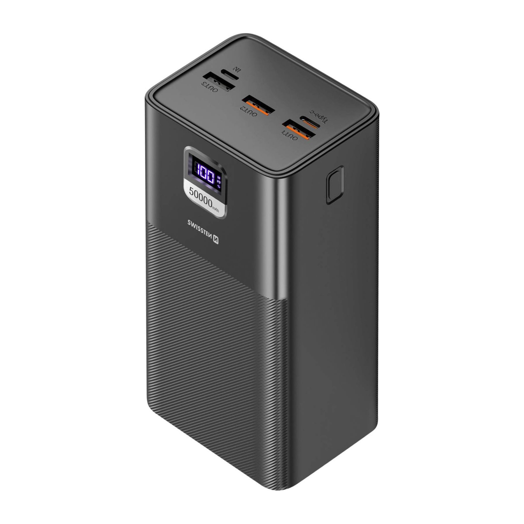 Batterie externe SWISSTEN 50000mAh, USB + USB-C 100W Noir