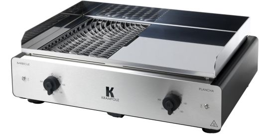 Plancha électrique KRAMPOUZ GECIO2OA00 GECIO2OA00 inox zones barbecue/plancha 2 brûleurs à poser, 70x40 cm