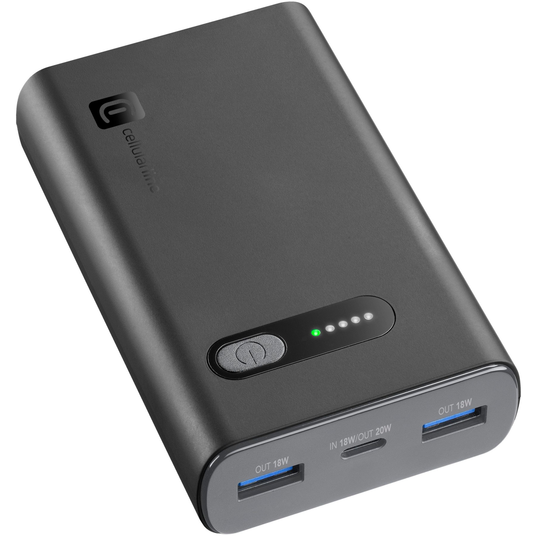 Batterie externe CELLULARLINE 10000mAh 2x18W PD USB-C noir
