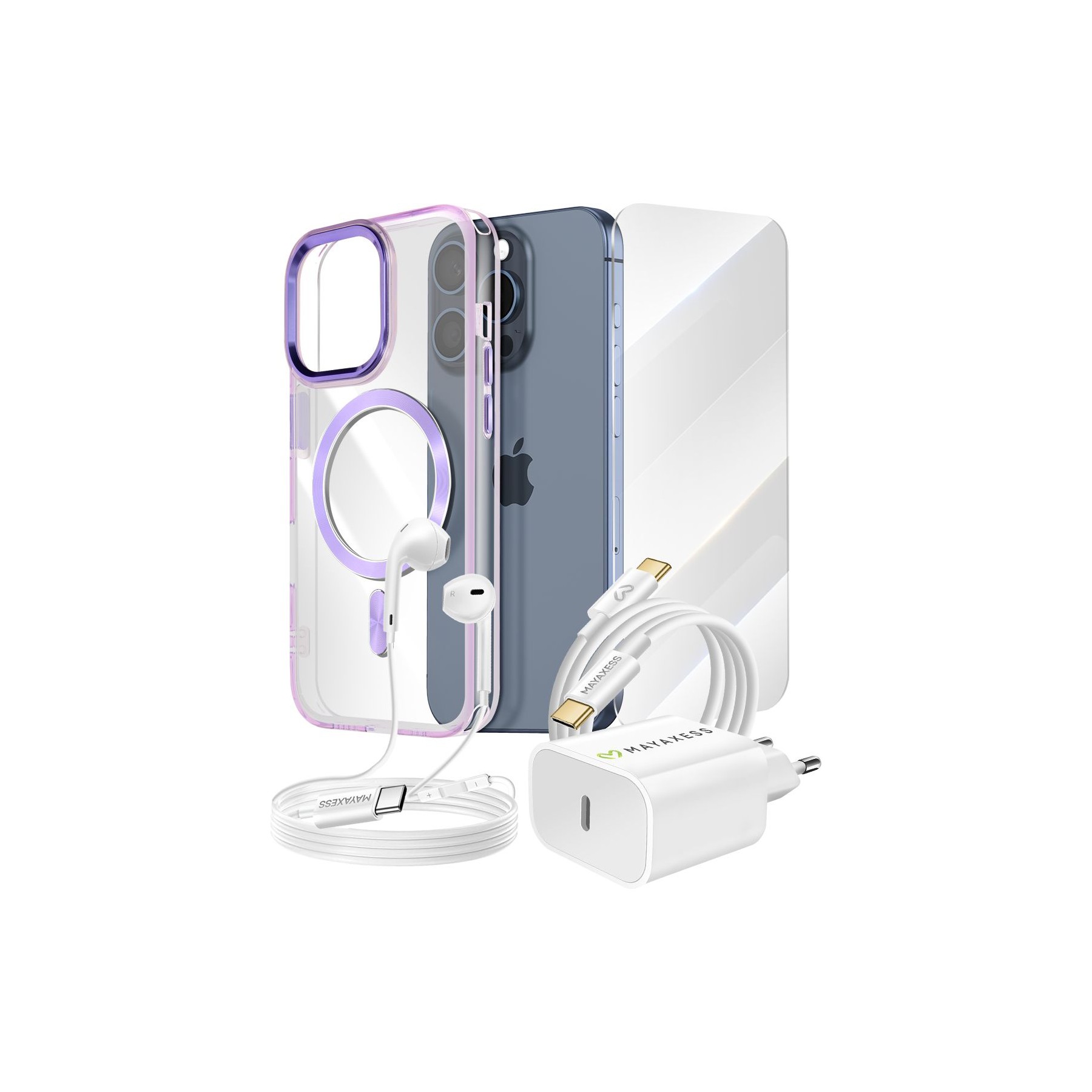 Pack MAYAXESS iPhone 15 Pro Protection Charge Audio