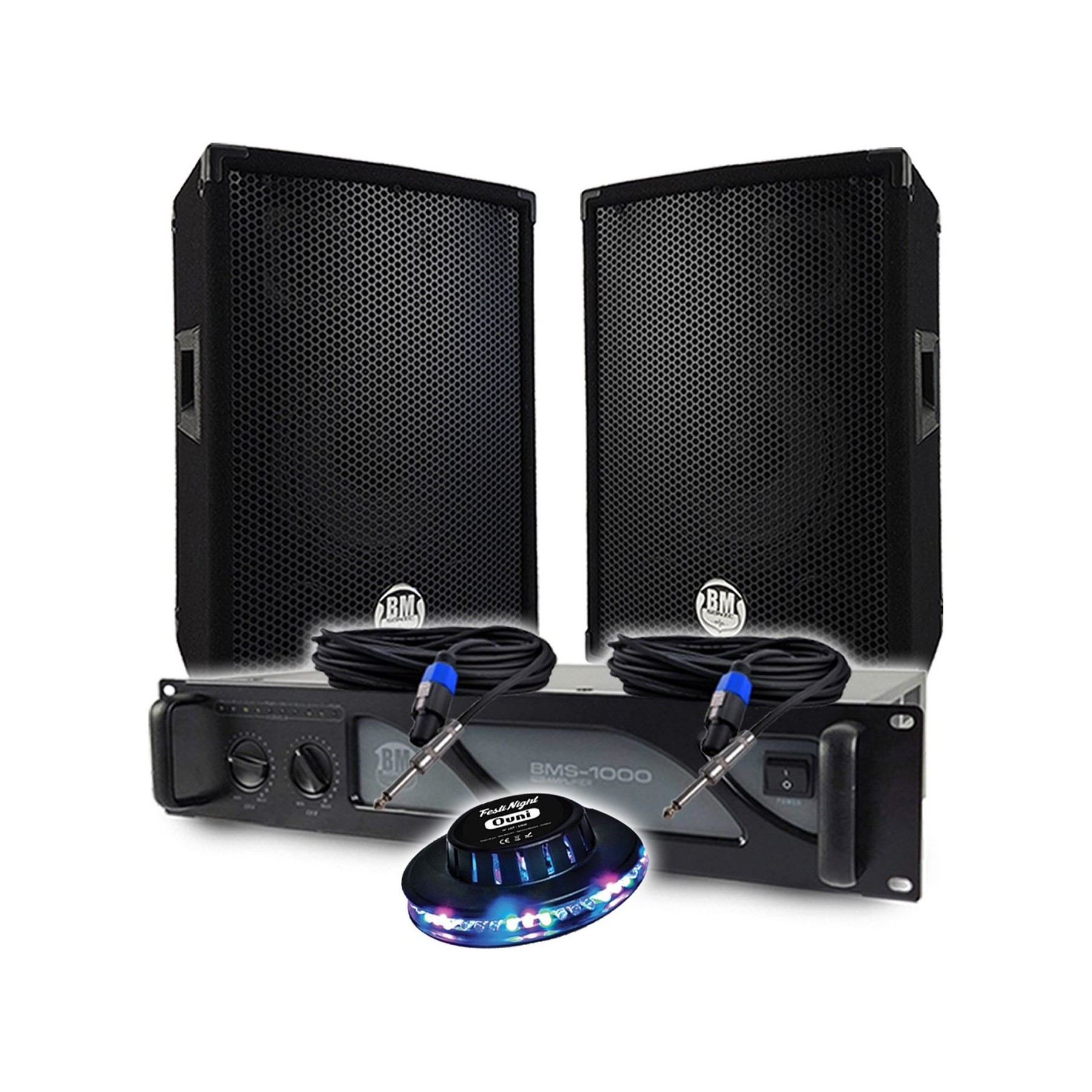 Pack sono BM SONIC Amplificateur 1000W, Enceintes 8" 2x300W