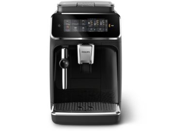Expresso Broyeur PHILIPS EP3321/40 cafetière à grain série 3300, mousseur à lait, 5 boissons, SilentBrew, Noir laqué