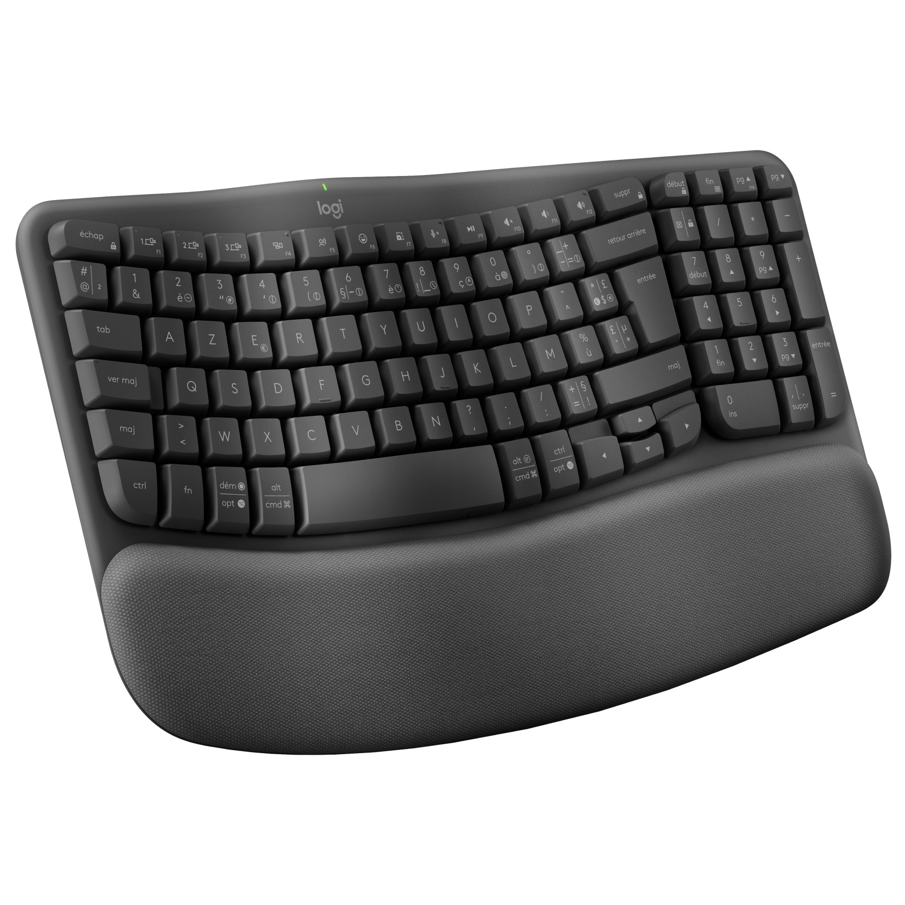 Clavier sans fil LOGITECH Wave Keys ergonomique +  repose poignets