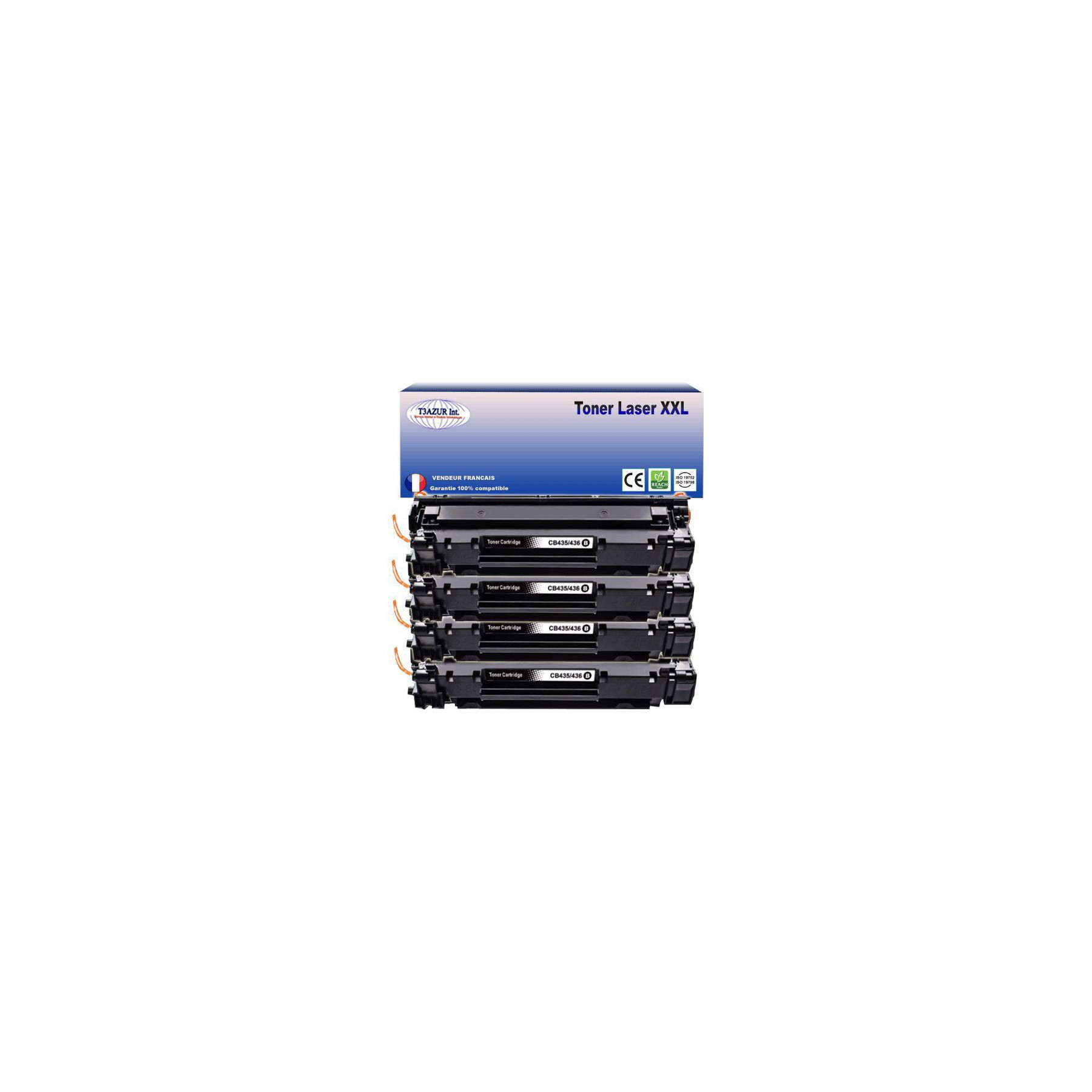 Toner T3AZUR remplace HP CB436A Noir