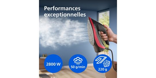Fer à repasser PHILIPS DST6130/40 fer à vapeur Série 6000 Noir/Rouge, 2600W