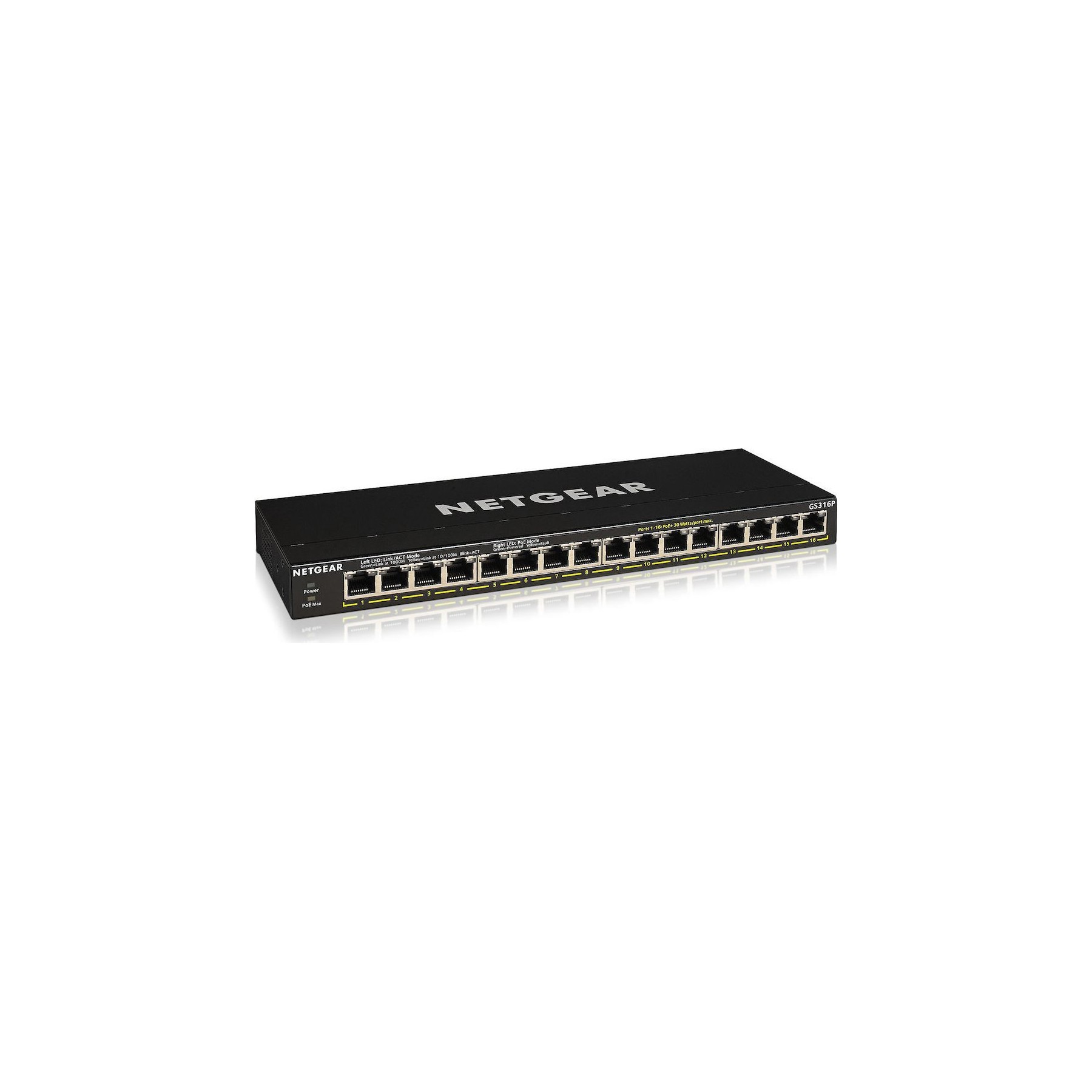 Switch ethernet NETGEAR Switch RJ45 Giga 16 Ports POE GS316P-100