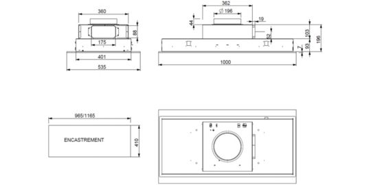 Hotte plafond ROBLIN CONFIDENCE 1000 N/M