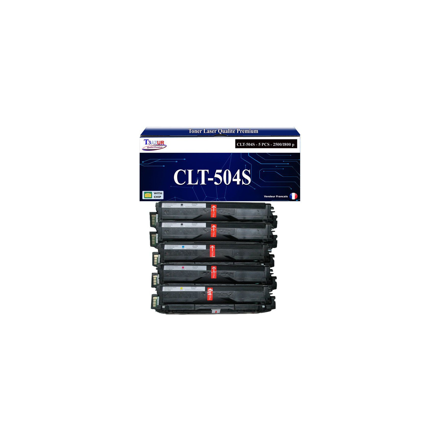 Toner T3AZUR pour Samsung CLP415NW, CLT-504S (x5)