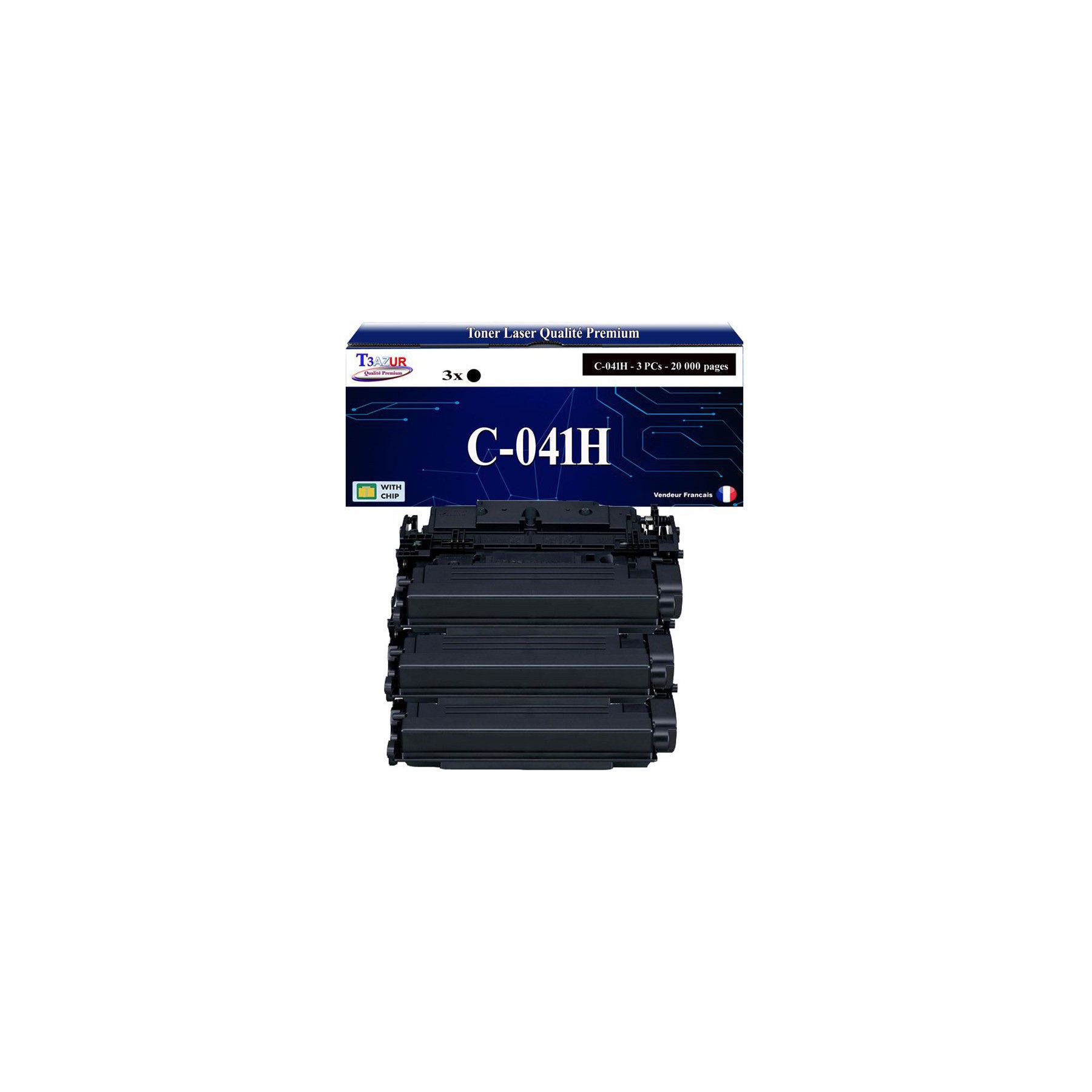 Toner T3AZUR pour Canon LBP312x MF522X MF525X 041H x3