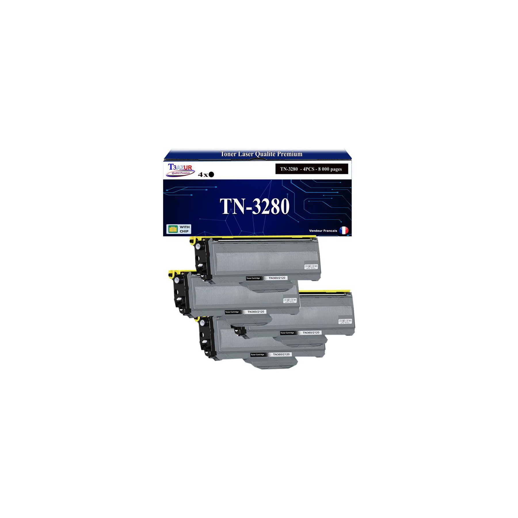 Toner T3AZUR Pour Brother HL-5350DN HL-5370DW (x4)