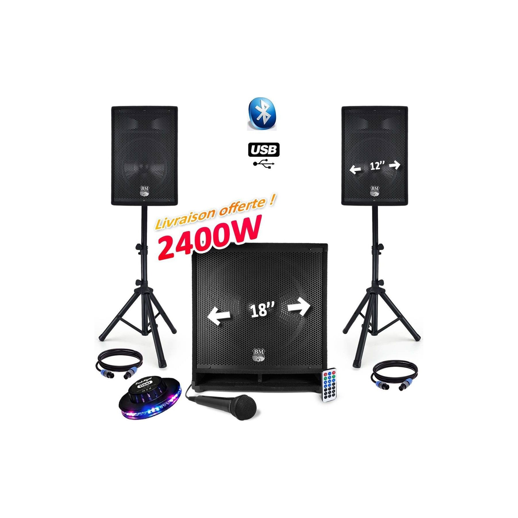 Pack sono BM SONIC COMPLET BM SONIC 2400W USB/BT MKII - 2 E