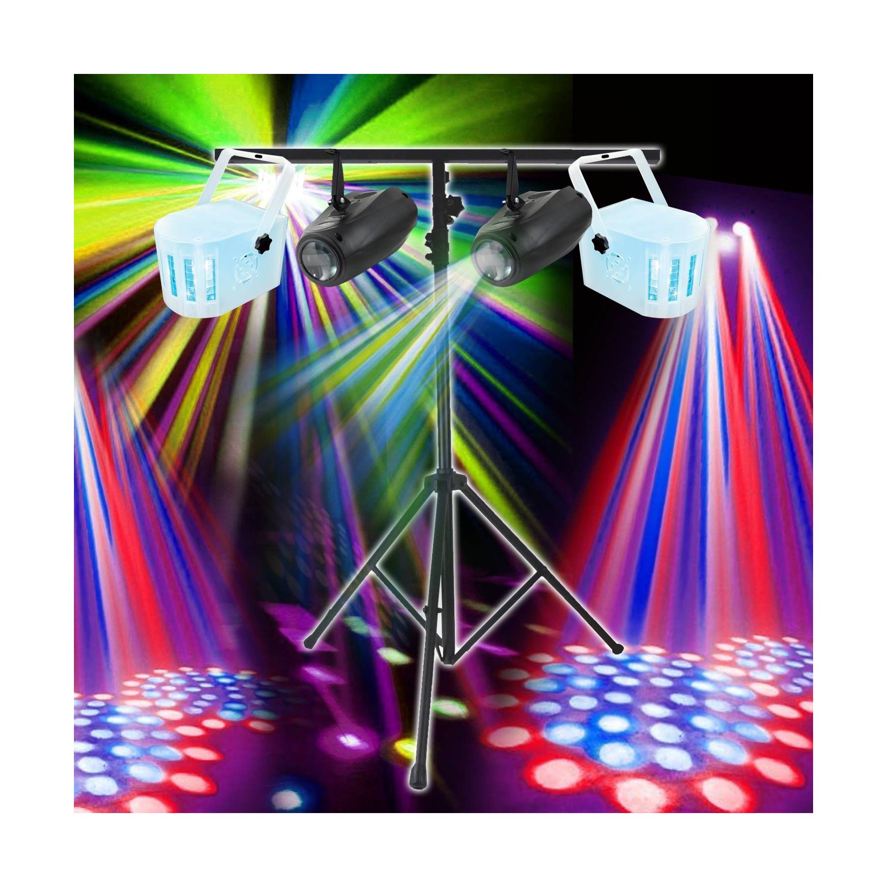 Jeu de lumières VARYTEC PACK 4 JEUX DERBY 4 LEDs RGBW + 2 FLASH