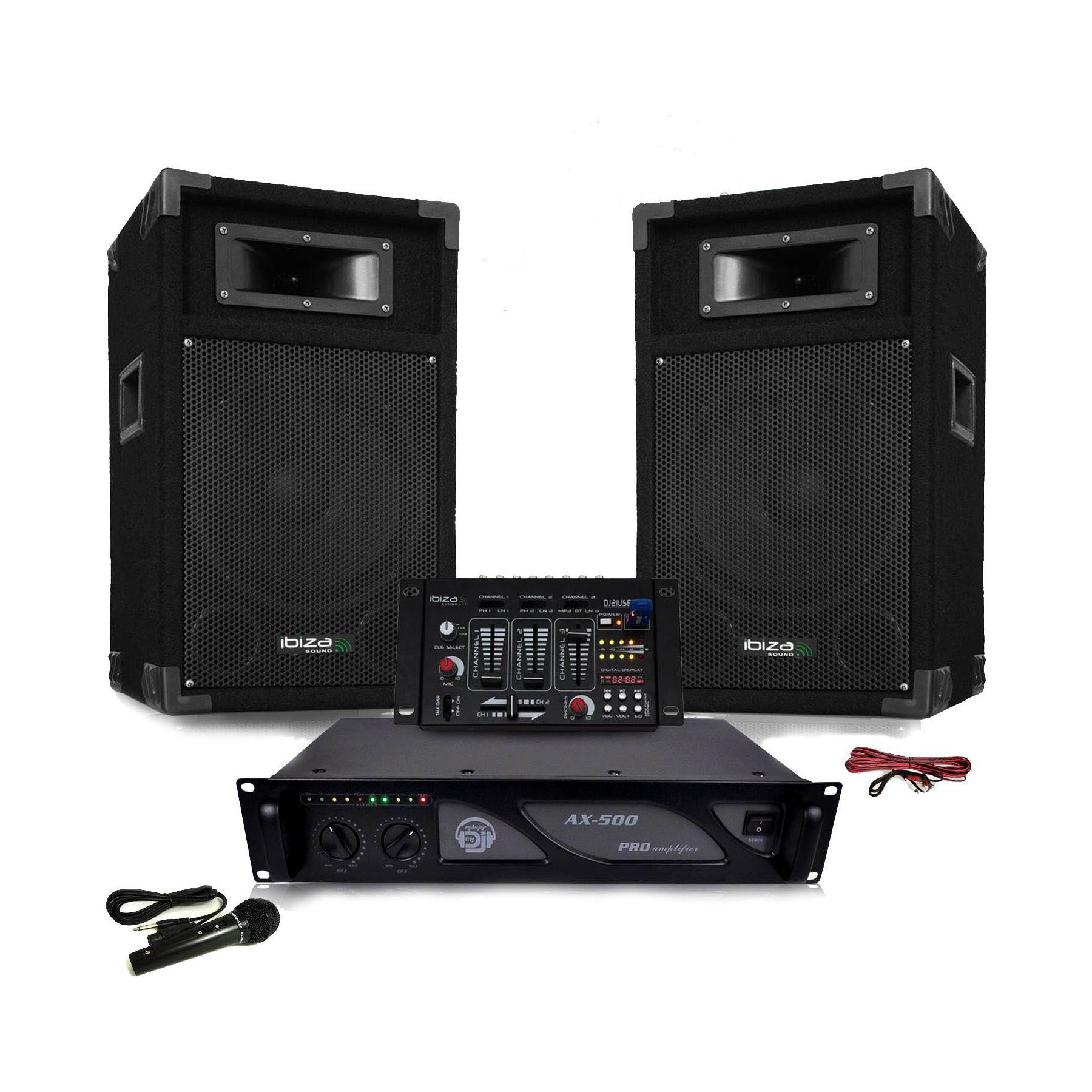 Pack sono MYDEEJAY DJ500-AX-BT ampli+HP 500W Table de mix