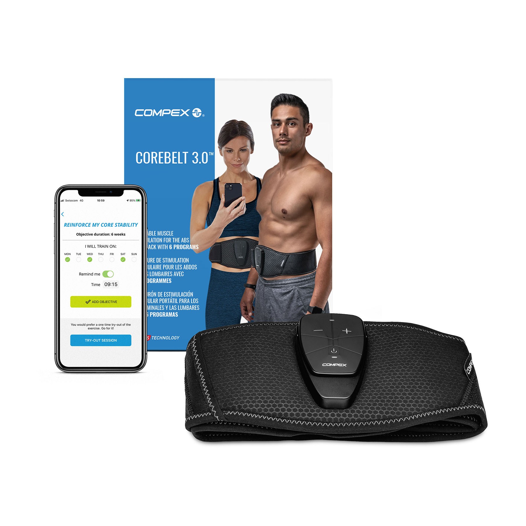 Ceinture abdominale COMPEX Corebelt 3.0 taille L/XL