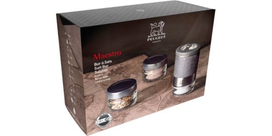 Moulin à sel PEUGEOT Coffret Maestro MS Graphite Clair + 3sel