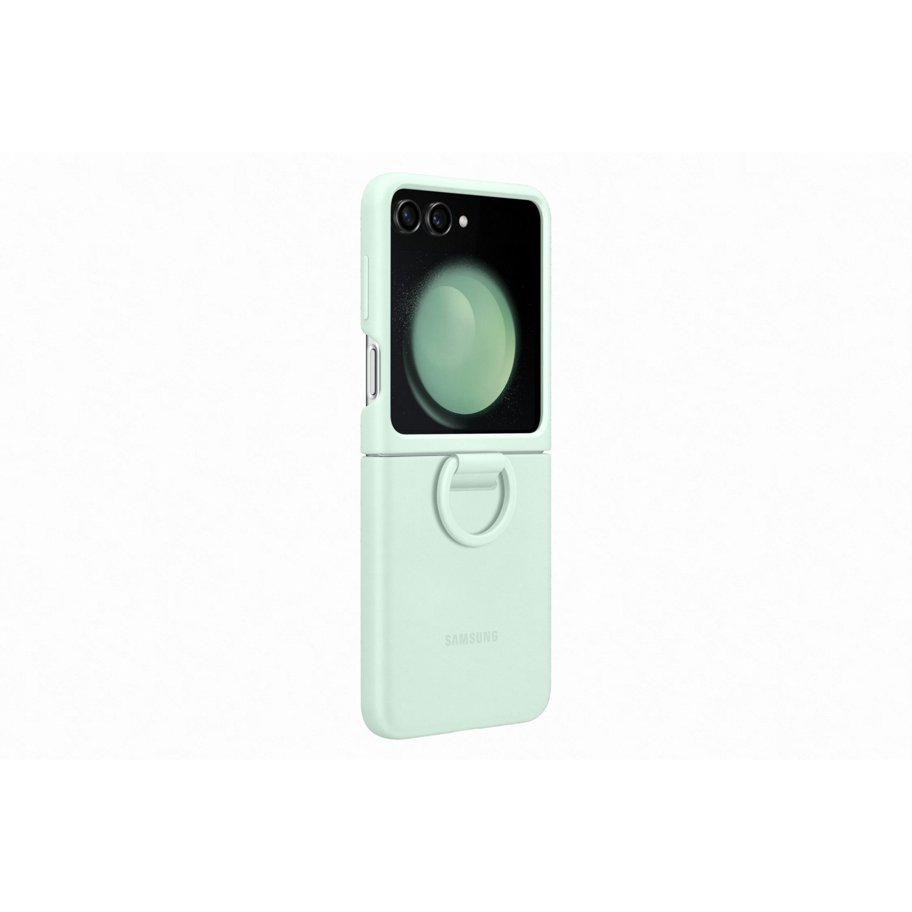 Coque SAMSUNG Z Flip 5 anneau sillicone vert d'eau