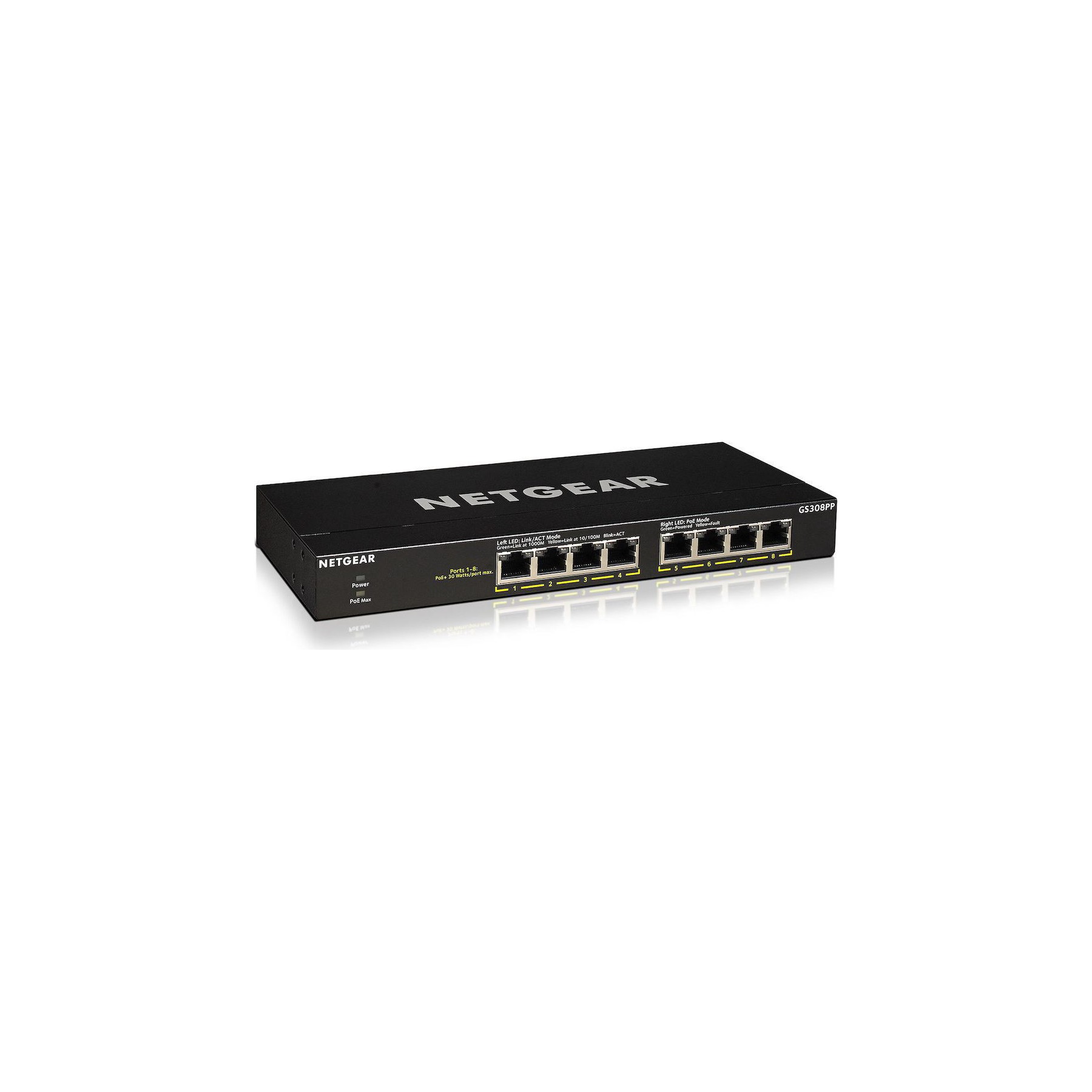 Switch ethernet NETGEAR Switch RJ45 Giga 8 Ports POE GS308PP-100