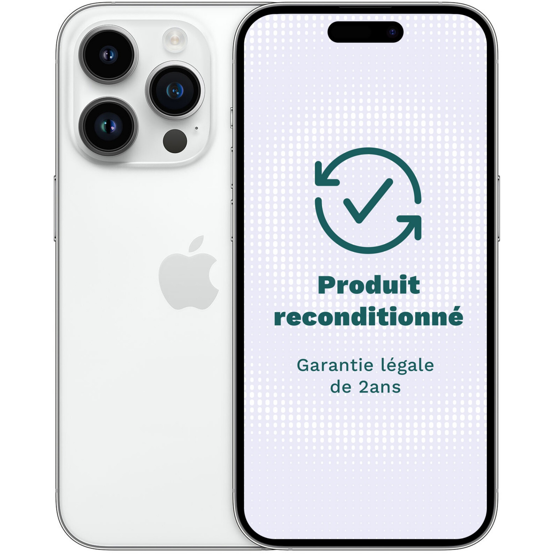 Smartphone APPLE iPhone 14 Pro Argent 128Go Excellent État avec Batterie Neuve - Reconditionné