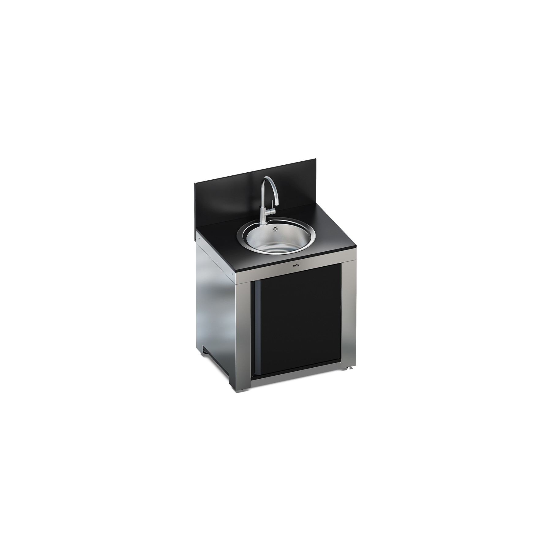 Cuisine extérieure ENO Évier rond-Noir et inox PMOD8503