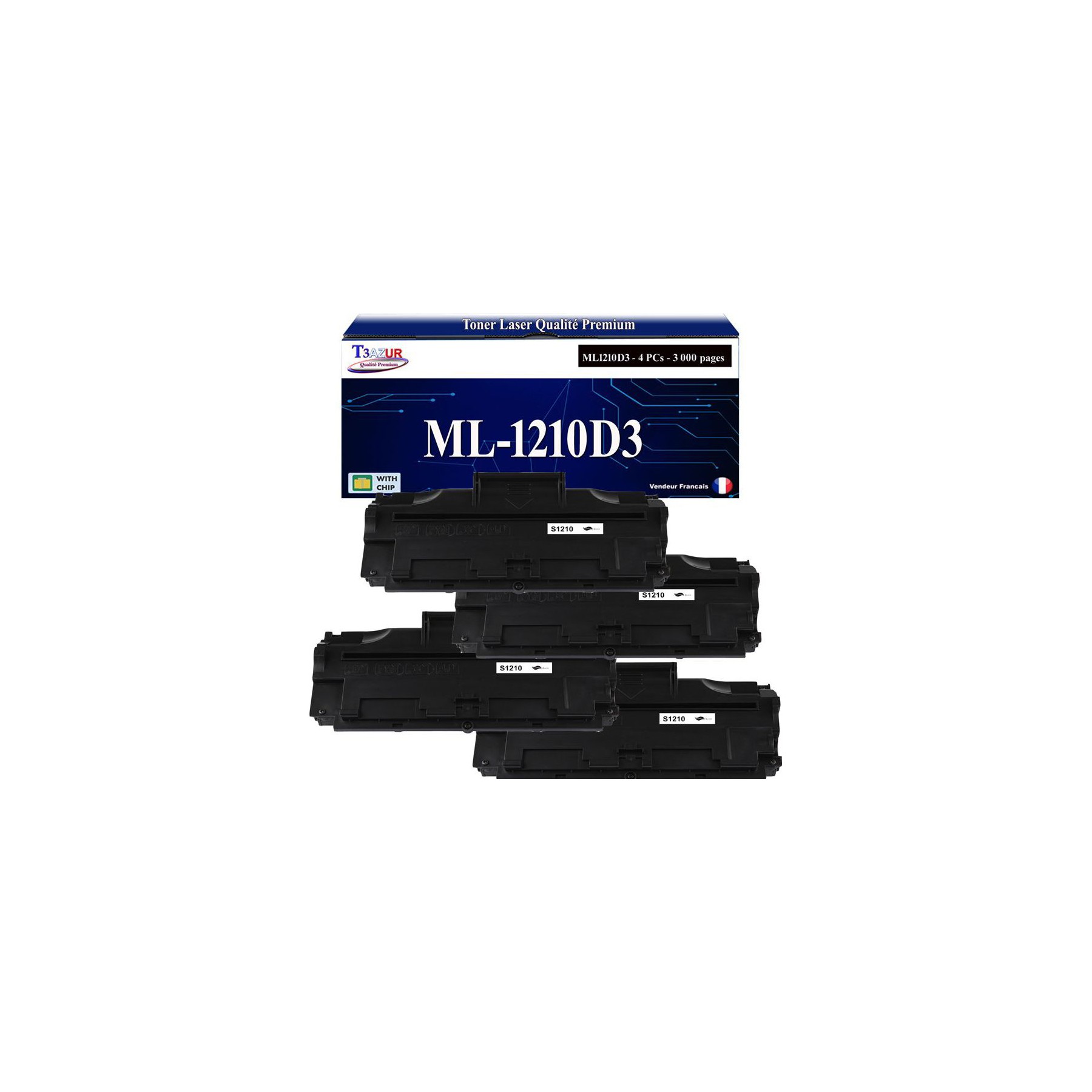 Toner T3AZUR pour Samsung ML1210 ML1250 ML1430 (x4)