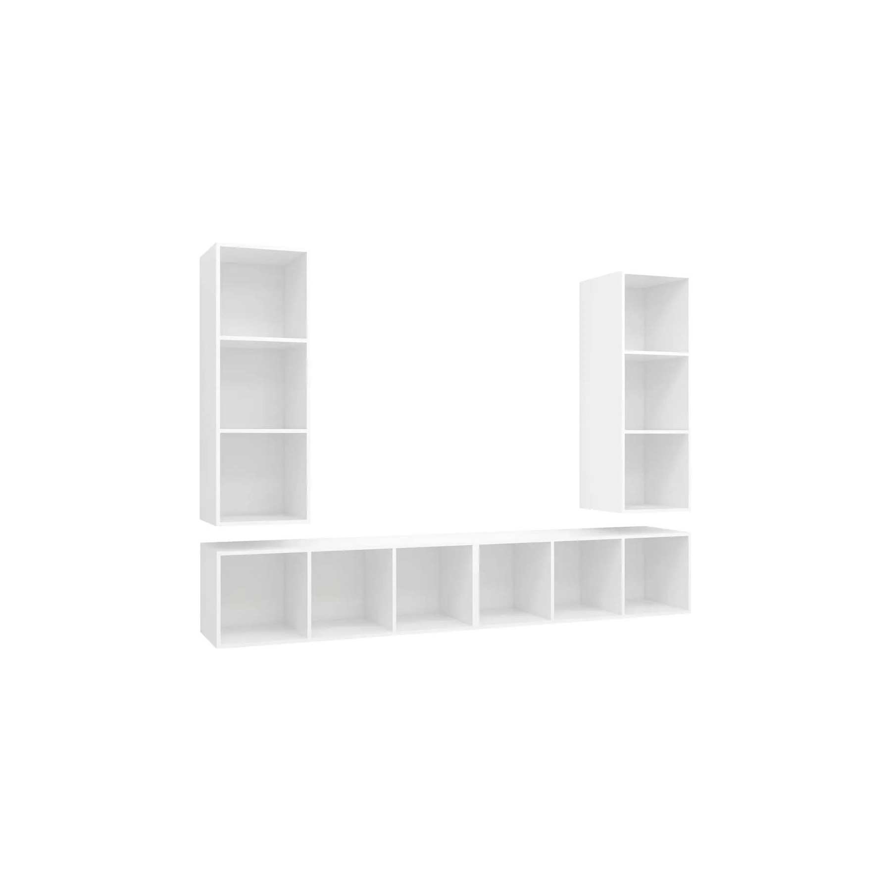 Meuble TV HELLOSHOP26 Lot de 4 meubles TV muraux avec rangemen
