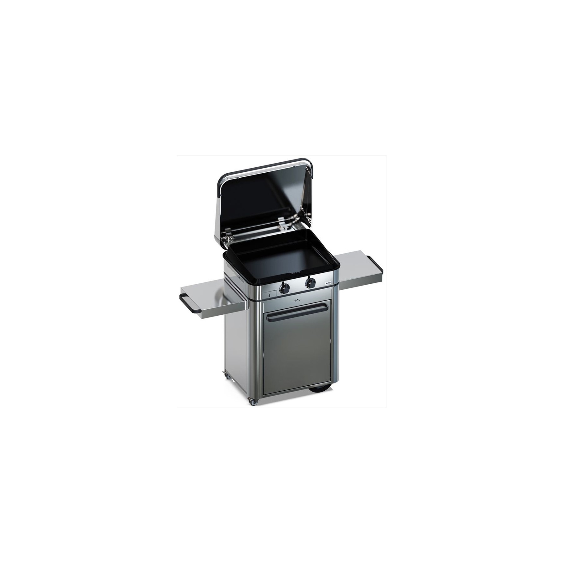 Plancha gaz ENO Enosign 65 inox 2 brûleurs sur chariot, 56x40 cm