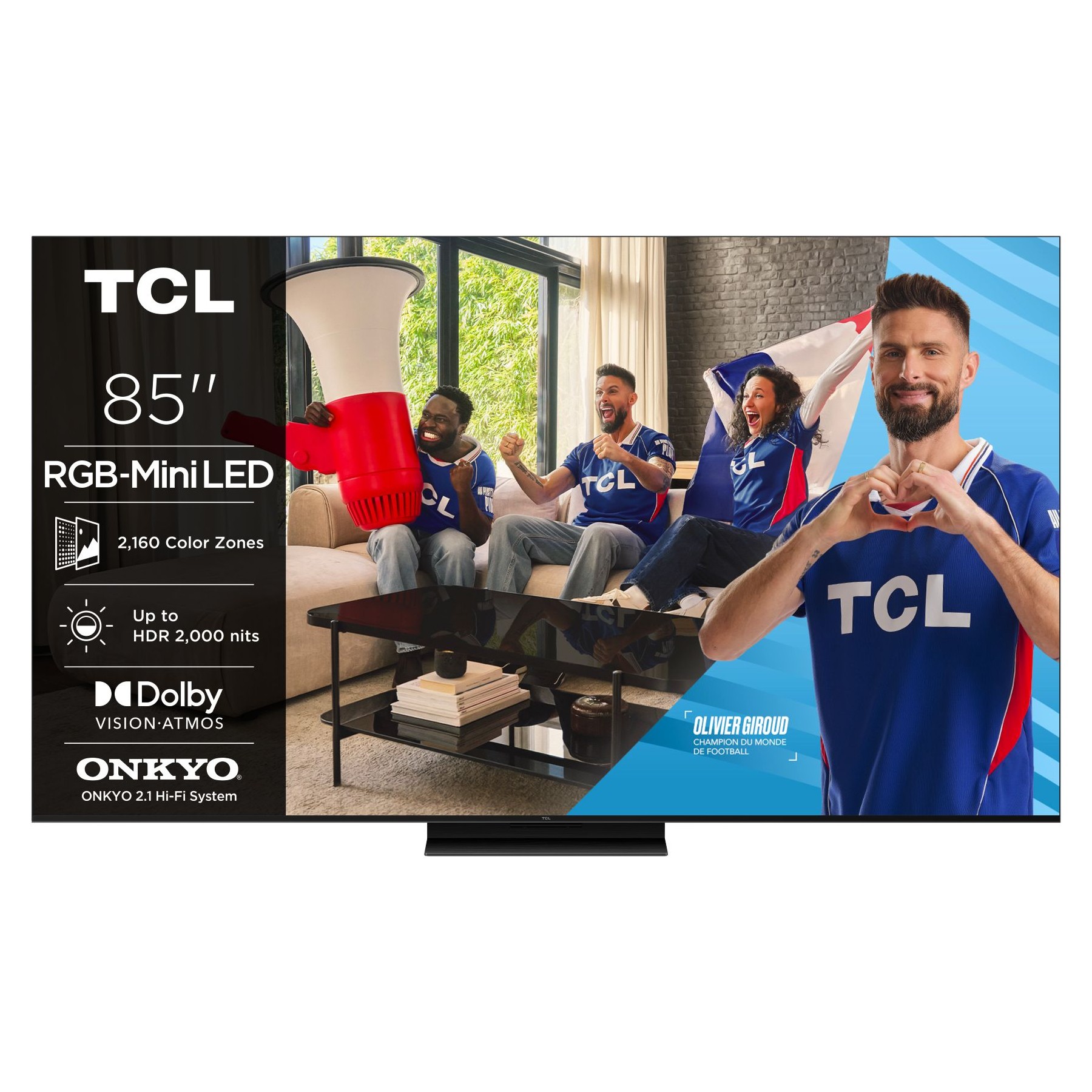 TV RGB TCL 85RM7L (2026) 85" (215 cm) - Expérience Gaming, 144Hz, Google TV, système audio ONKYO