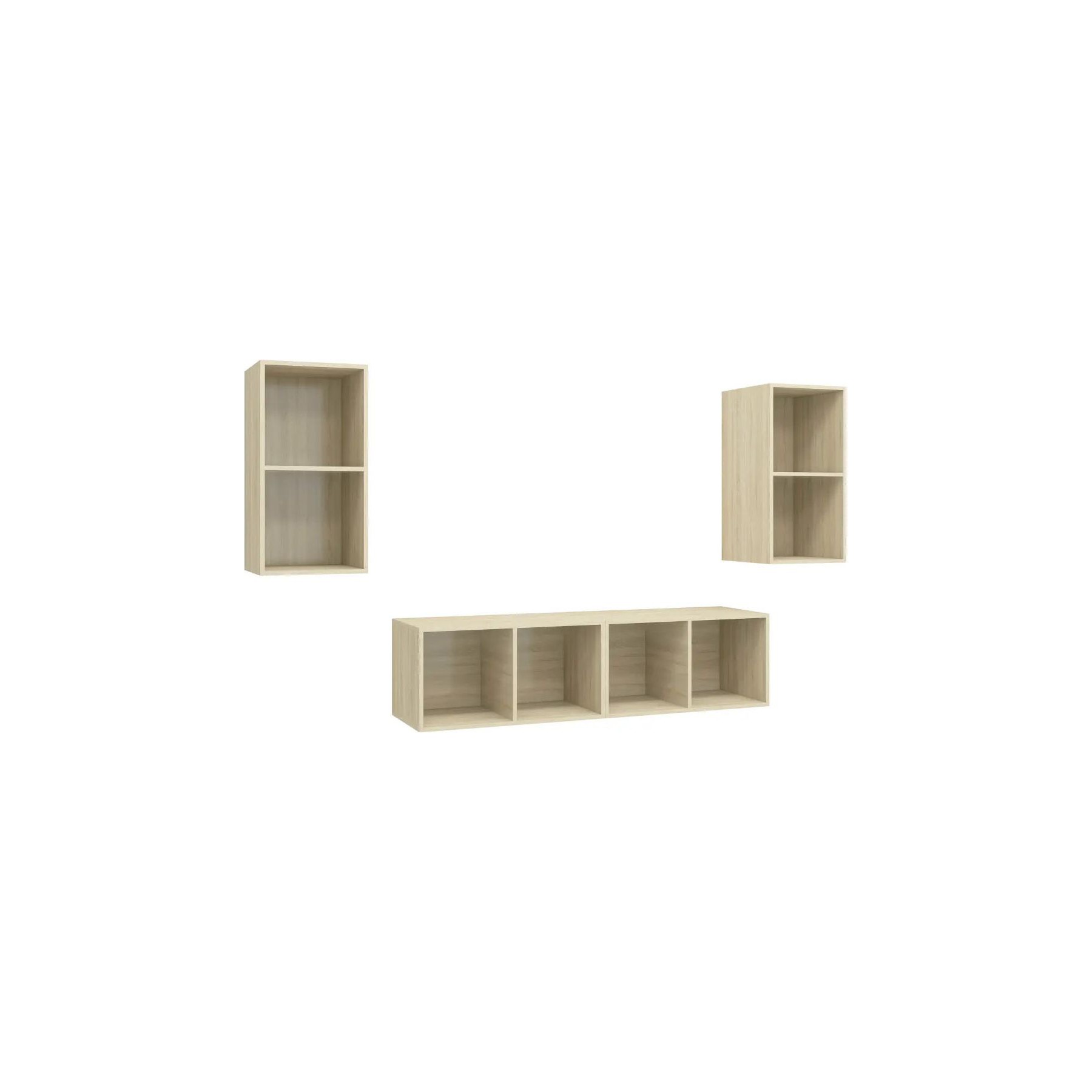 Meuble TV HELLOSHOP26 Lot de 4 meubles TV muraux chêne sonoma