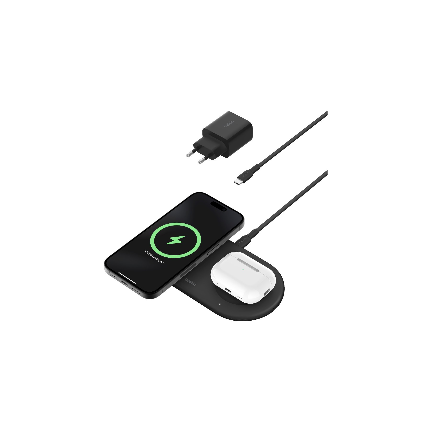 Chargeur induction BELKIN station de recharge 15W 2 en 1