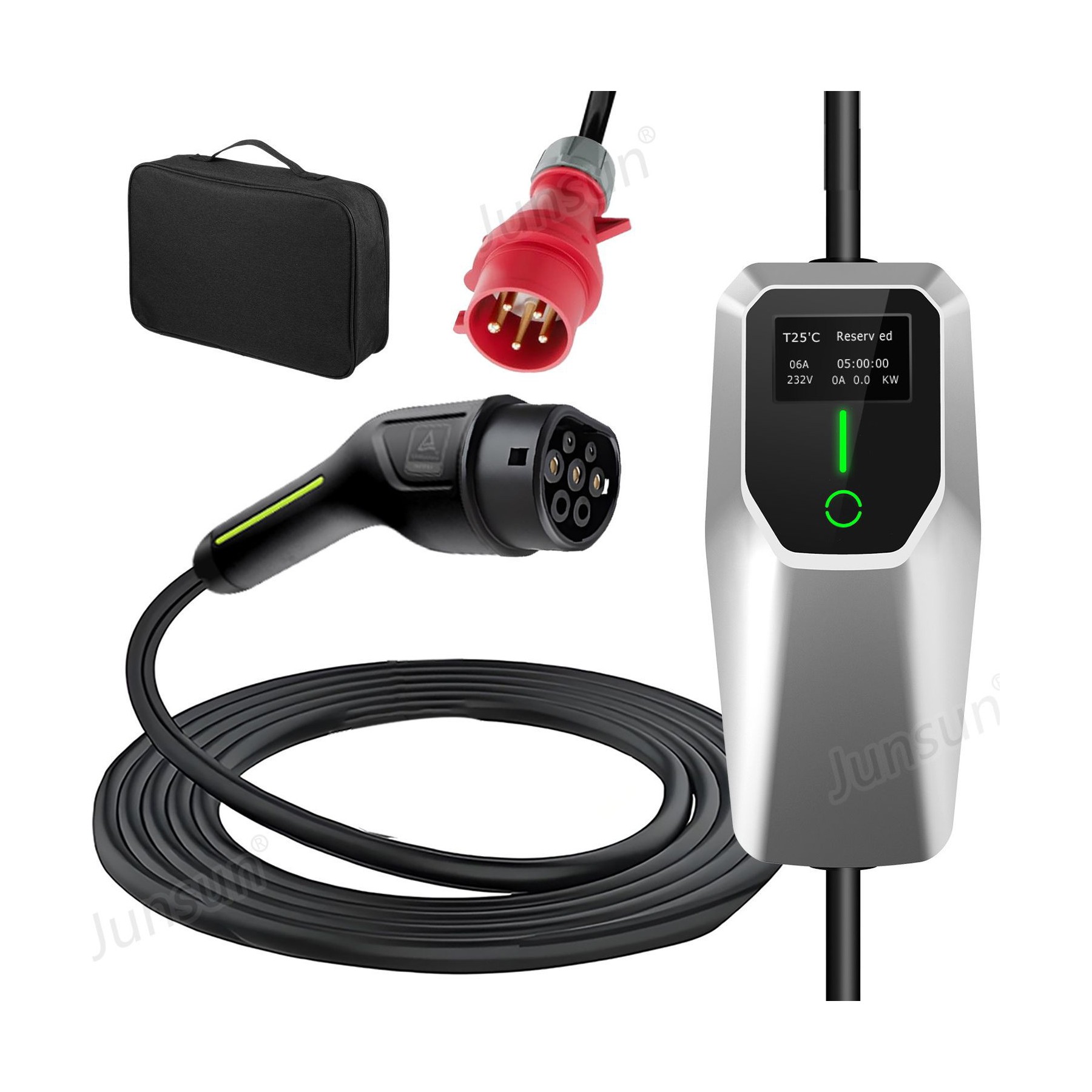 Accessoire borne de recharge JUNSUN Câble recharge voiture 11KW type 2 8M