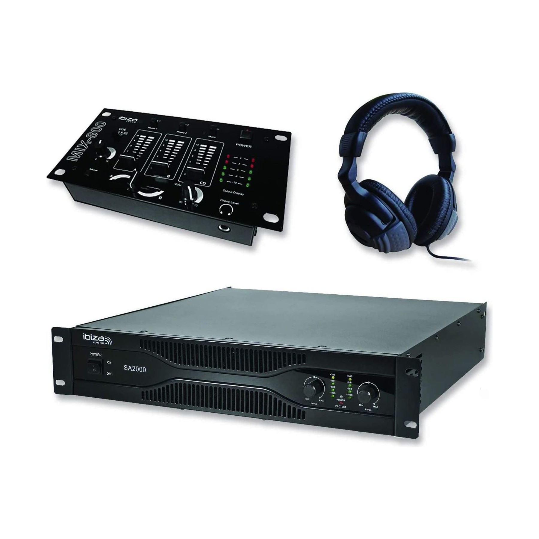 Pack sono IBIZA Pack sono ampli 2000W+Table mix+Casque