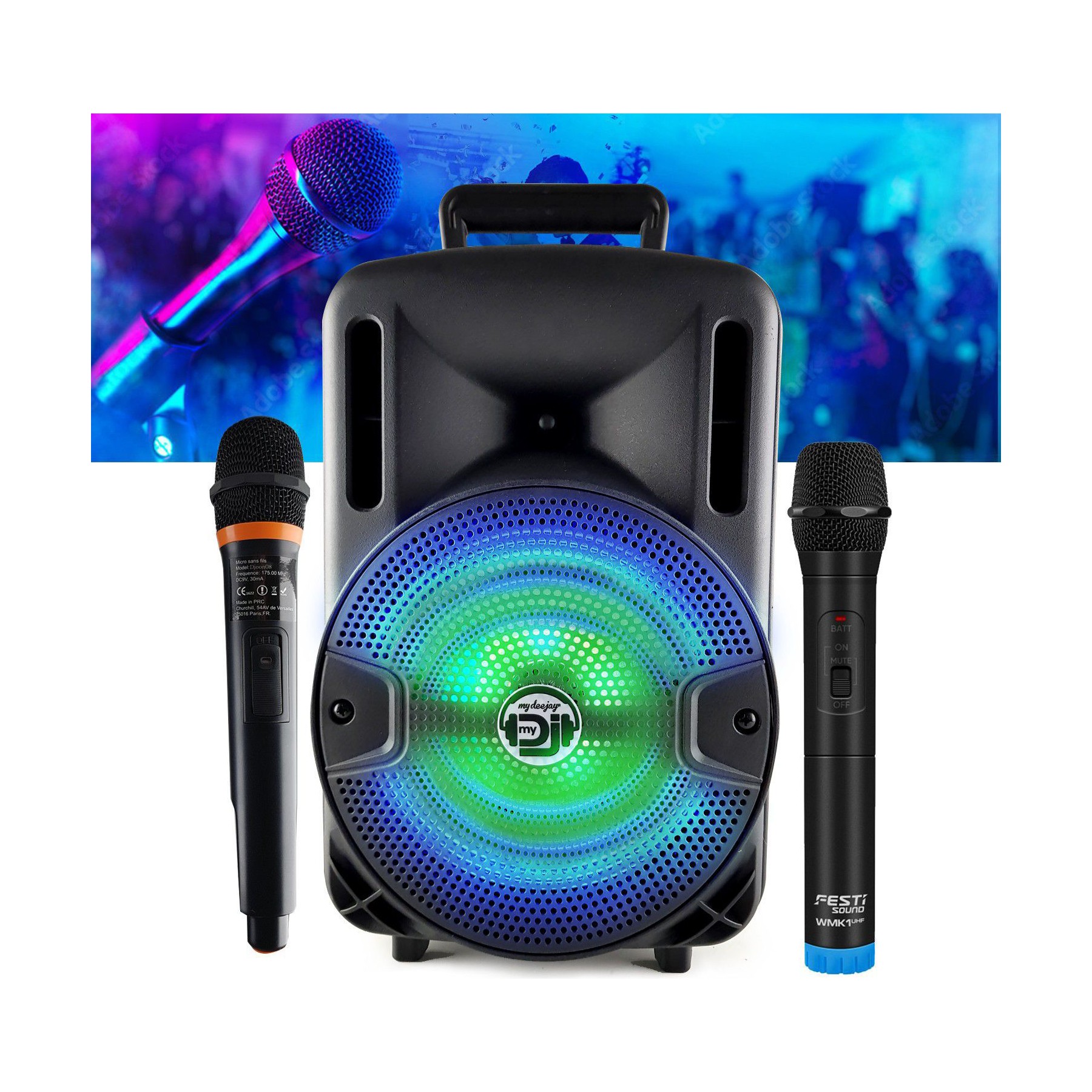 Enceinte sono MYDEEJAY DJOON08 avec micro sans fil