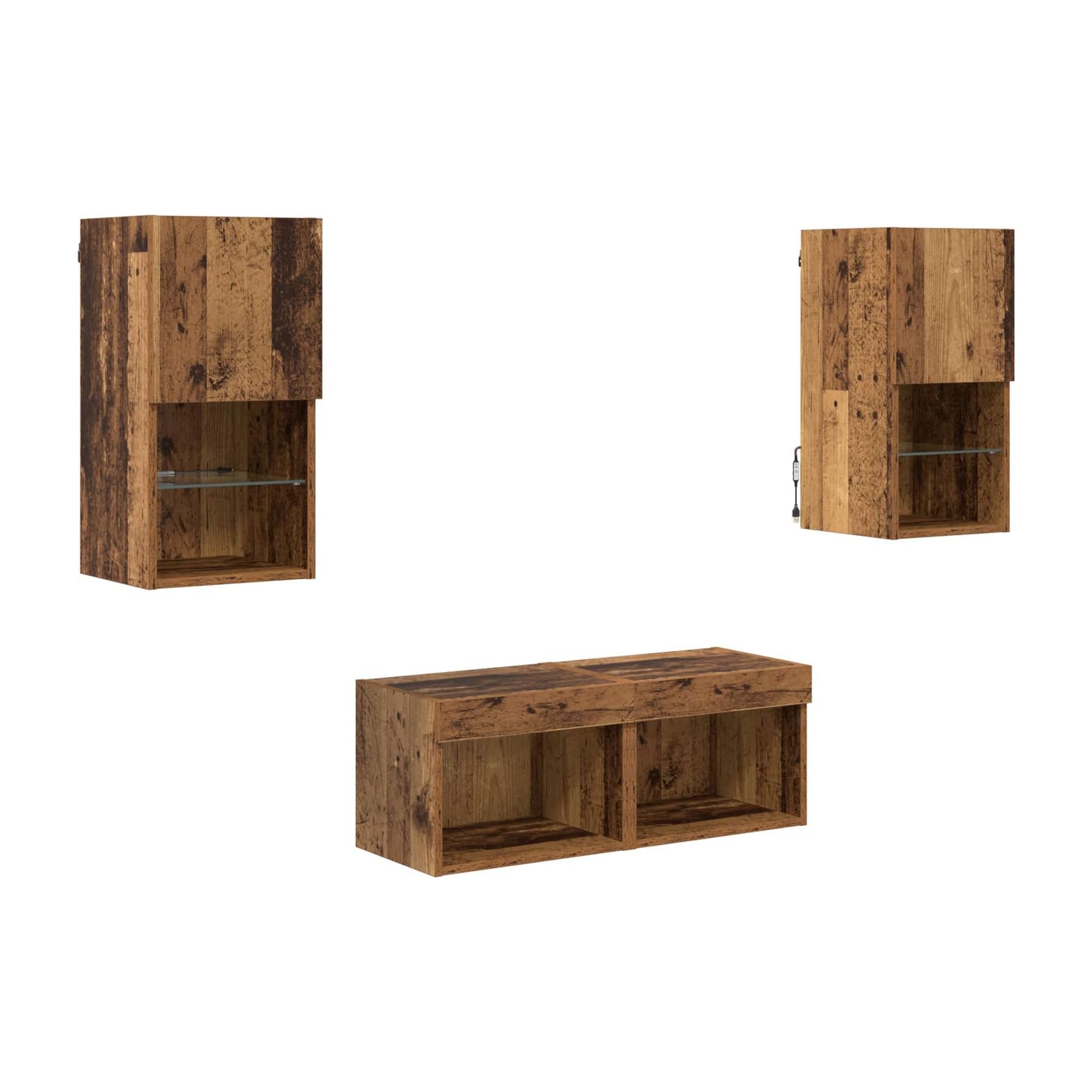 Meuble TV HELLOSHOP26 Lot de 4 meubles TV muraux modernes avec