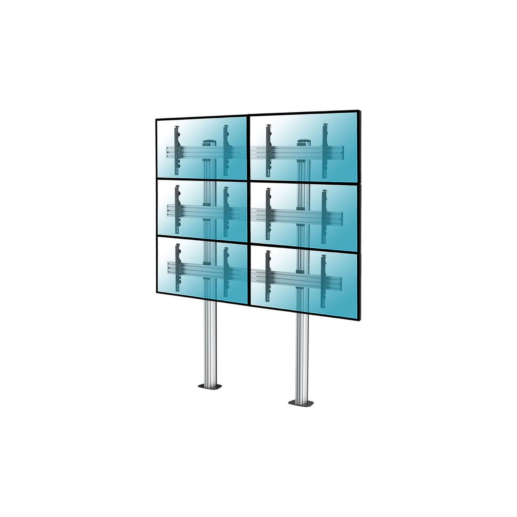 Pied TV KIMEX Support de Sol pour 6 écrans TV 45"-55"
