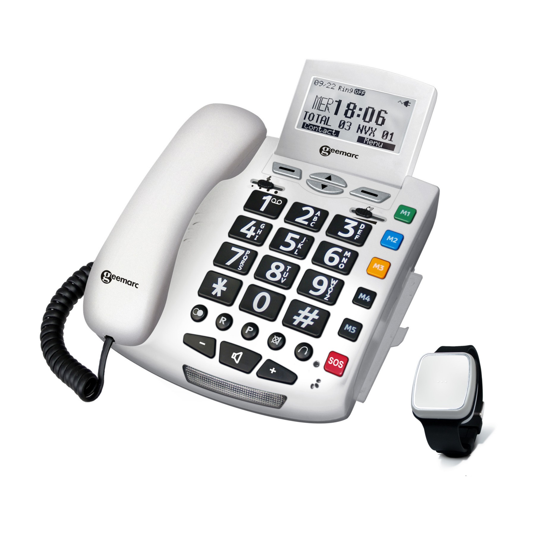 Téléphone filaire GEEMARC Serenities Blanc Détection Chute