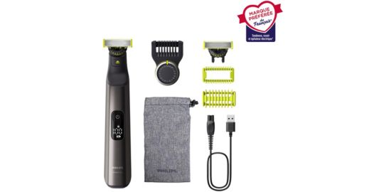 Tondeuse multi usages PHILIPS OneBlade Pro 360 QP6552/15, molette réglable, 14 hauteurs de coupe, précision 0,4 mm, 120 mn