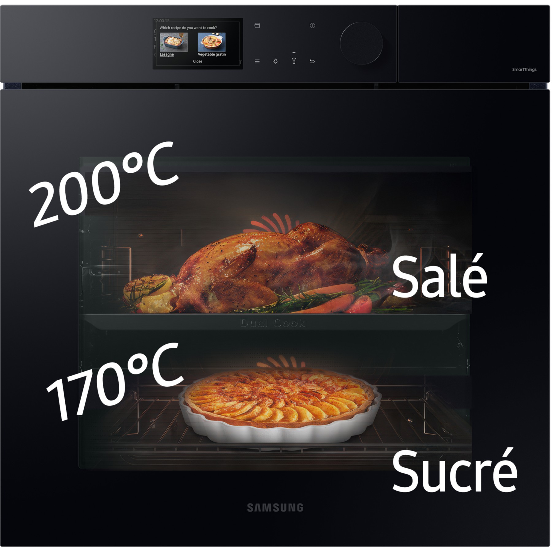 Four encastrable SAMSUNG NV7B7997AAK - Pyrolyse - Chaleur pulsée - Vapeur - Double cavité - Bespoke AI Série 7