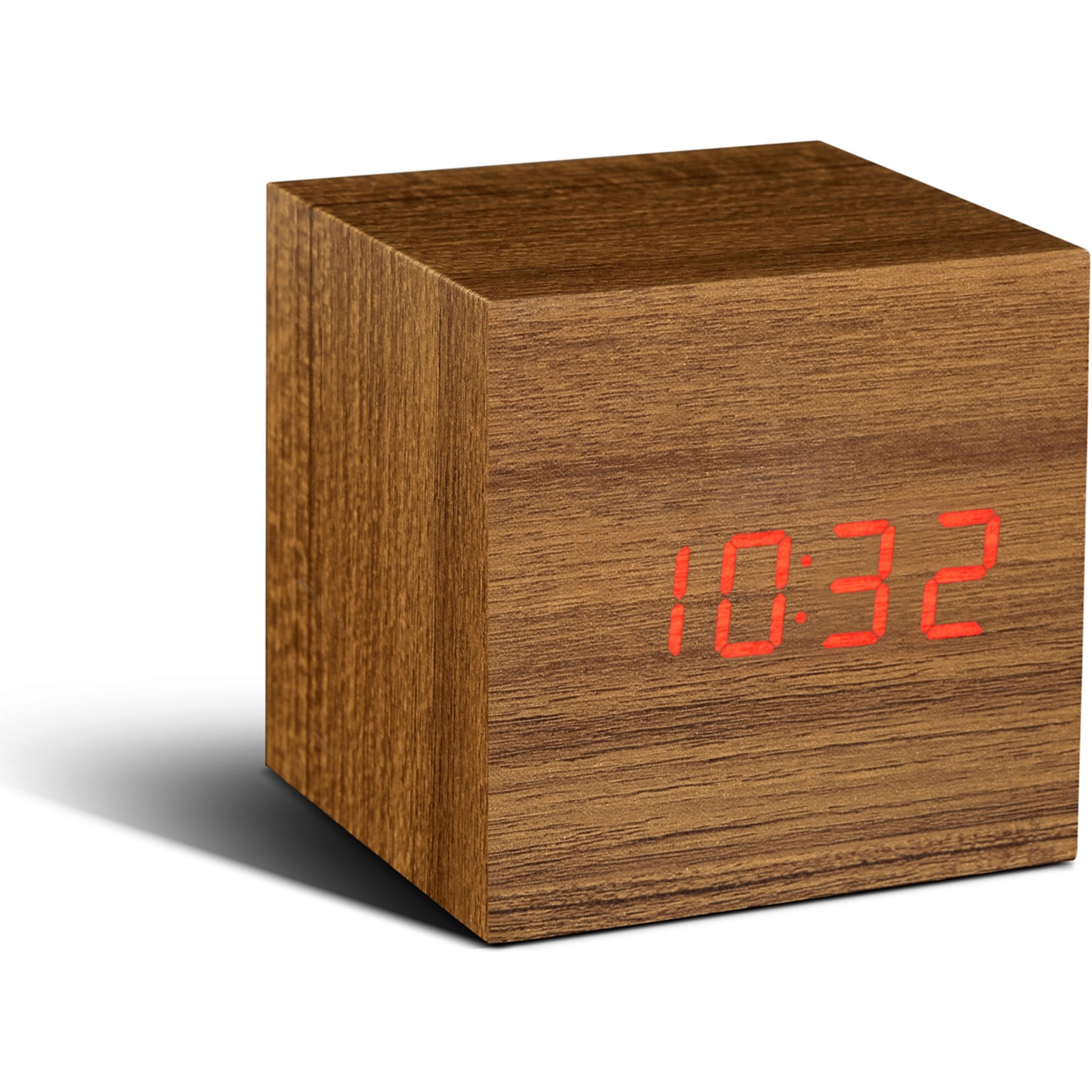 Réveil GINGKO Cube Teck Click Clock LED Rouge