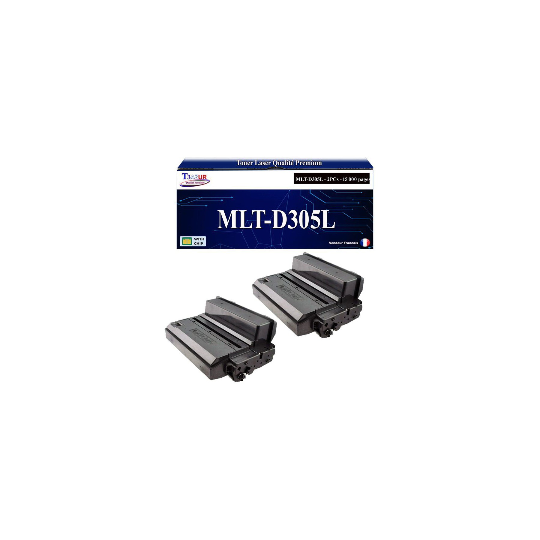 Toner T3AZUR pour Samsung ML-3750ND, MLT-D305L (x2)