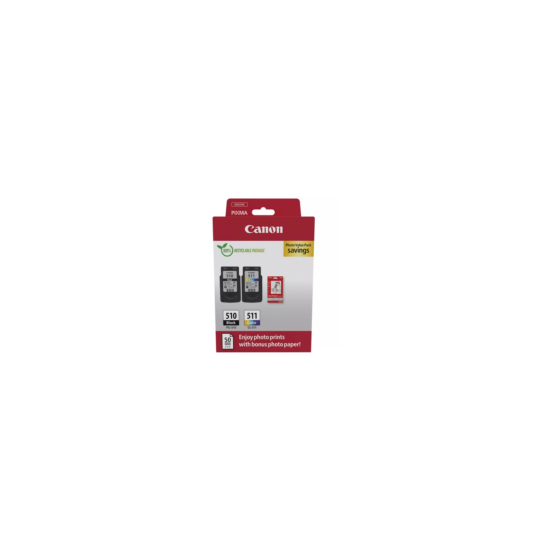 Cartouche d'encre CANON Pack de 2 Originales PG-510/CL-511 (Noir + 3 Couleurs) - 2933B010