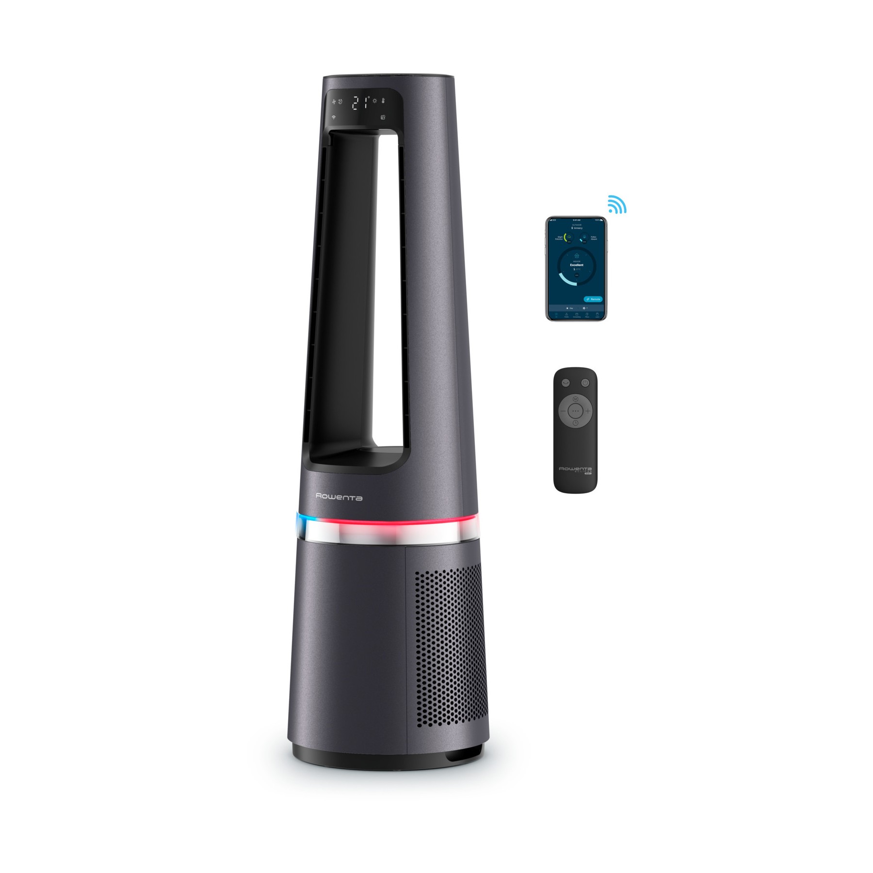 Purificateur d'air, ventilateur, chauffage ROWENTA Eclipse 3 en 1 connect QU5072F0