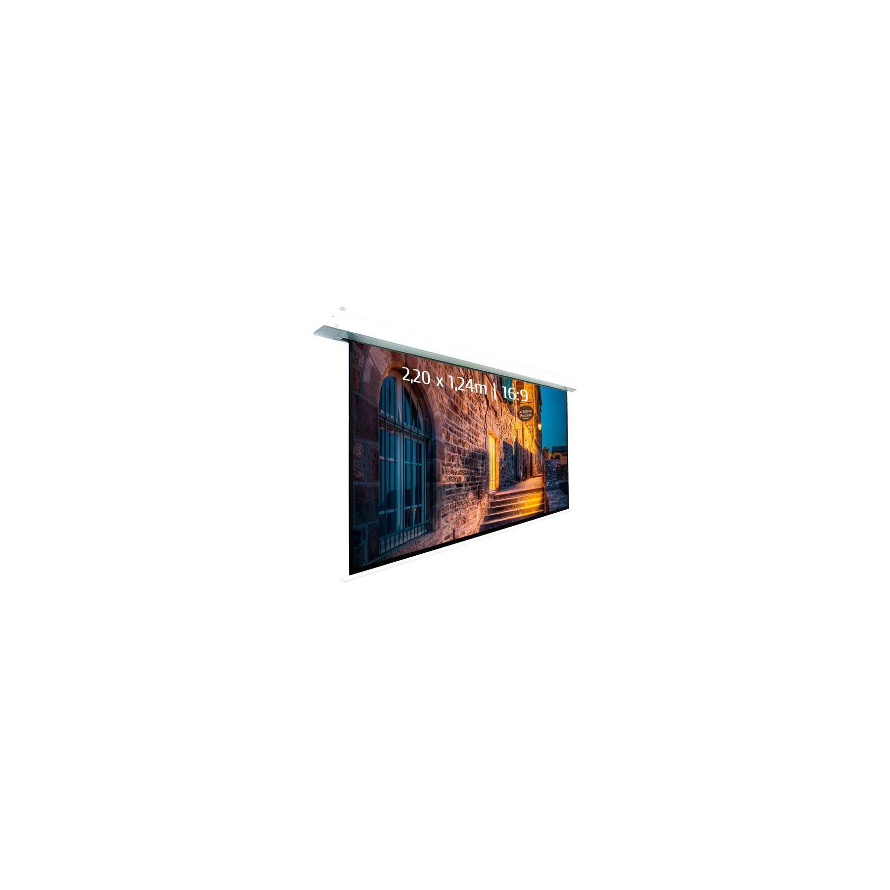 Ecran de projection KIMEX motorisé encastrable 2,20 x 1,24m, 16:9